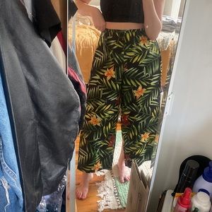 Vintage Floral Silk Trousers